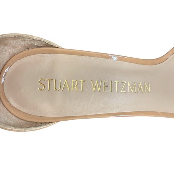 Stuart Weitzman Size 11B Ankle Strap Block Heel Sandal Nude Pink Patent Leather - Picture 3 of 12